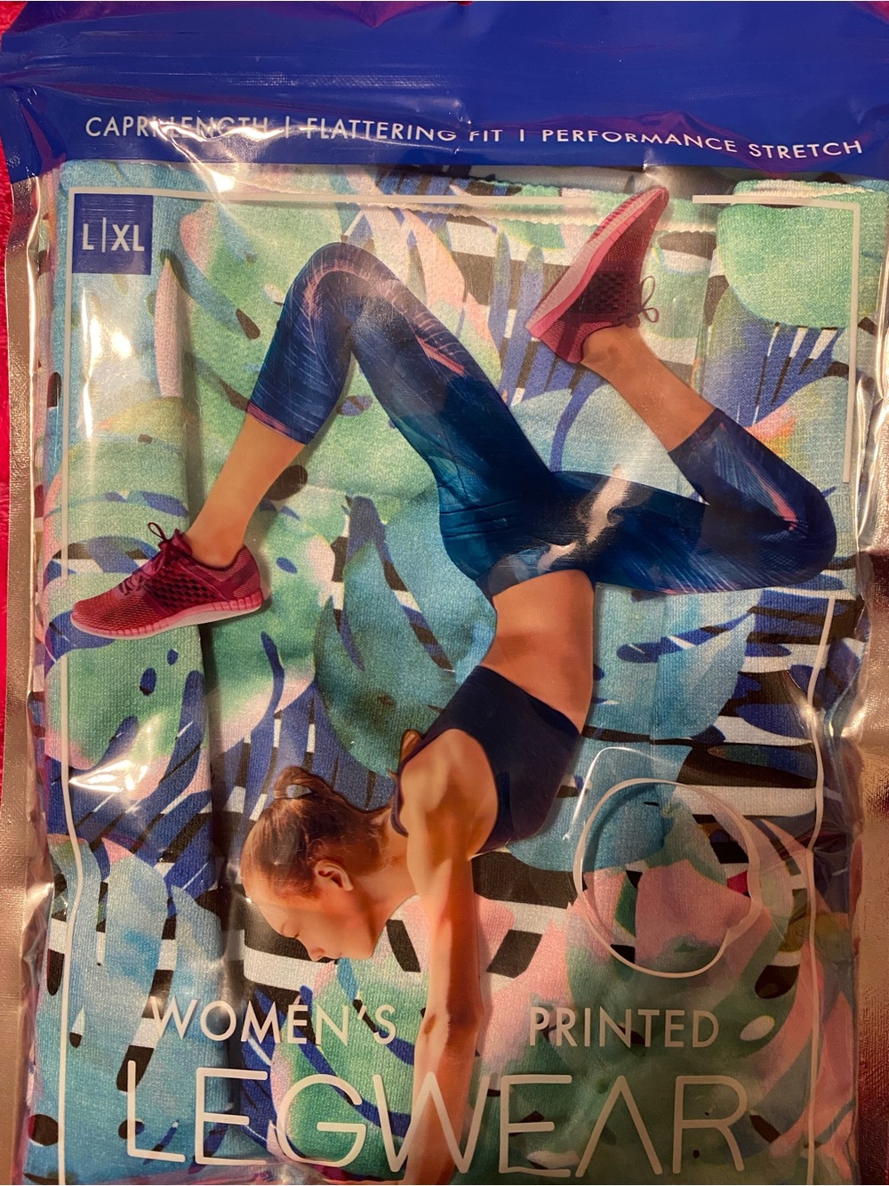 Women's Printed Capri Leggings - Blue/Teal new in package L-XL